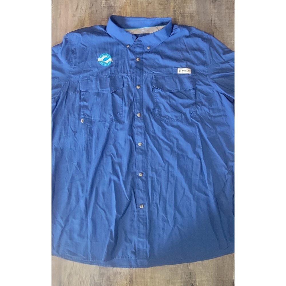 Magellan Angler‎ Fit Men's 3XL  Blue Breathable Fish Gear Mag Wick Shield Shirt